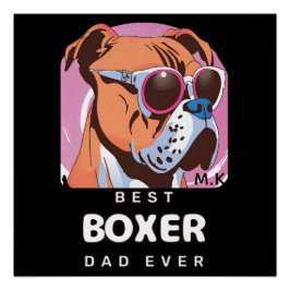 Mannen Vintage Retro Boxer Hondenliefhebber Papa Perfect Poster