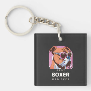 Mannen Vintage Retro Boxer Hondenliefhebber Papa Sleutelhanger