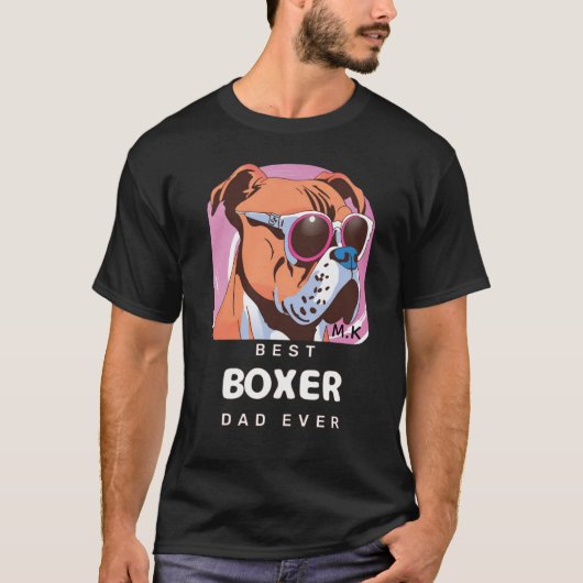 Mannen Vintage Retro Boxer Hondenliefhebber Papa T-shirt (Voorkant)