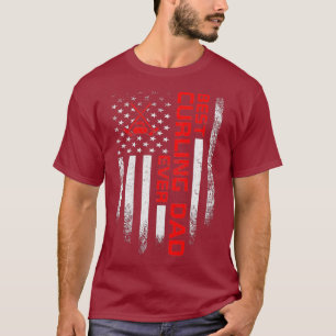 Mannen Vintage VS Amerikaanse vlag Beste Curling P T-shirt