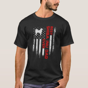 Mannen Vintage VS Amerikaanse vlag beste Shiba Inu T-shirt