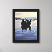 mannen vissen in het meer abstracte silhouet kunst canvas afdruk (Voorkant)