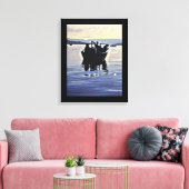 mannen vissen in het meer abstracte silhouet kunst canvas afdruk (Insitu (Woonkamer))