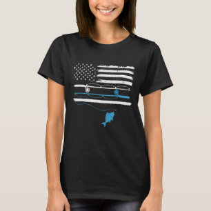 Mannen Vissen Vader Grootvader Amerika Vlag Visse T-shirt