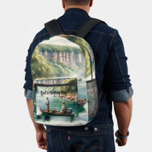 Mannen vissen watervlakte bedrukte rugzak