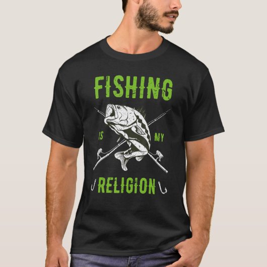 Mannen Vist is mijn religie Fischer Angler T-shirt (Voorkant)