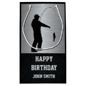 Mannen Visten Gevoelige Happy Birthday Gift Bag Klein Cadeauzakje (Achterkant)