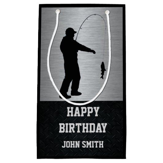 Mannen Visten Gevoelige Happy Birthday Gift Bag Klein Cadeauzakje (Voorkant)