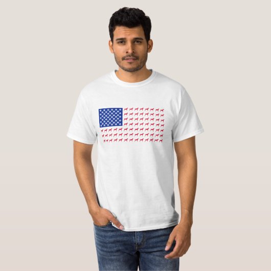 Mannen Vizsla American Flag T-Shirt (Voorkant volledig)