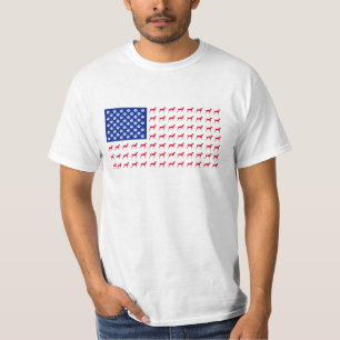 Mannen Vizsla American Flag T-Shirt