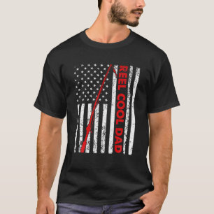 Mannen  Vlag Amerikaanse Reel Cool Dad Fathers D T-shirt