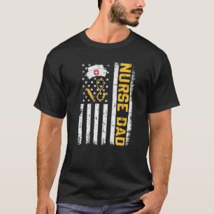 Mannen vlag Amerikaanse vlag Verpleegster Pap Patr T-shirt