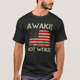 Mannen vlag Awake not Woke T-shirt