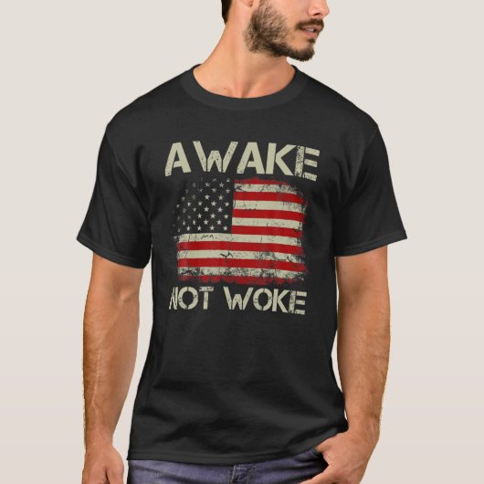 Mannen  vlag Awake not Woke T-shirt (Voorkant)