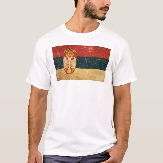 Mannen Vlag van Servië T-shirt (Voorkant)