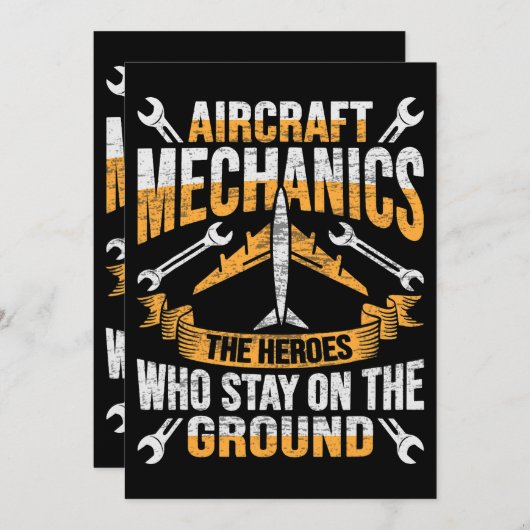 Mannen Vliegtuig Mechanic Hero Design for a vliegt Kaart (Voorkant / Achterkant)