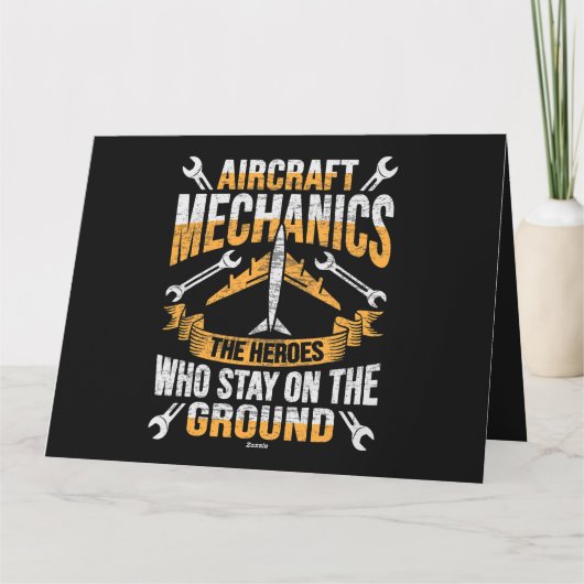 Mannen Vliegtuig Mechanic Hero Design for a vliegt Kaart (Achterkant)