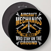 Mannen Vliegtuig Mechanic Hero Design for a vliegt Ronde Button 6,0 Cm (Voorkant /achterkant)