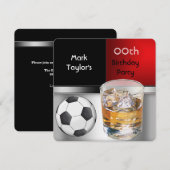 Mannen voegen Age Birthday Party Red Drink Soccer  Kaart (Voorkant / Achterkant)