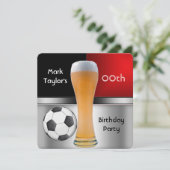 Mannen voegen Voetbal van de Age Birthday Party Re Kaart (Staand voorkant)
