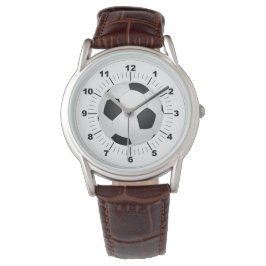 Mannen Voetbal Classic bruin lederen horloge