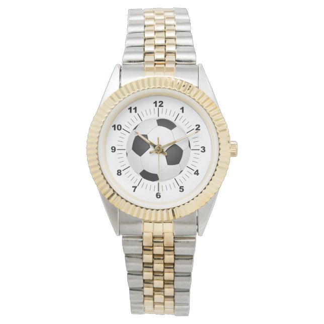 Mannen Voetbal Two-Tone Bracelet Horloge (Voorkant)