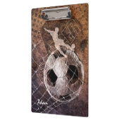 Mannen voetballer schopt voor doel klembord (Links)