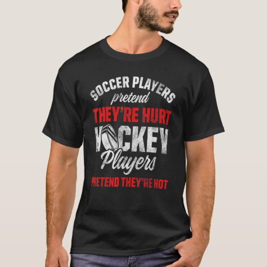 Mannen voetballers doen alsof ze hockeyploegen pij t-shirt (Voorkant)