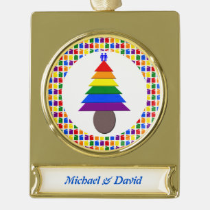 Mannen voor de regenboog en Cadeaus Aangepast Verguld Banner Ornament