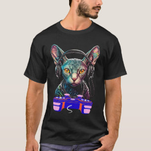 Mannen voor gamingsynx Cat Player Animal Video Gam T-shirt