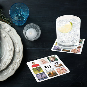 mannen voor het verzamelen van foto's op 30e verja kartonnen onderzetters