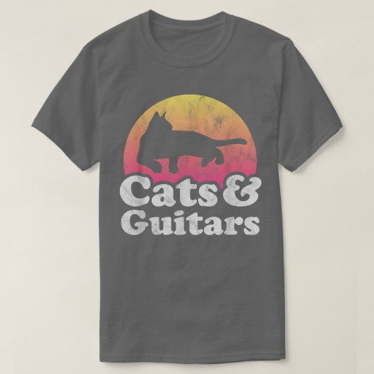 Mannen voor katten en gitaren, voor dames bestemd t-shirt (Design voorkant)
