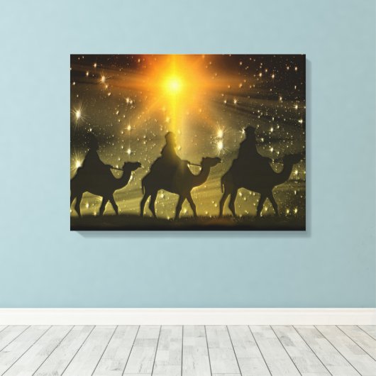 Mannen voor kerstmis Golden Star van Bethlehem Canvas Afdruk (Insitu (Houten vloer))