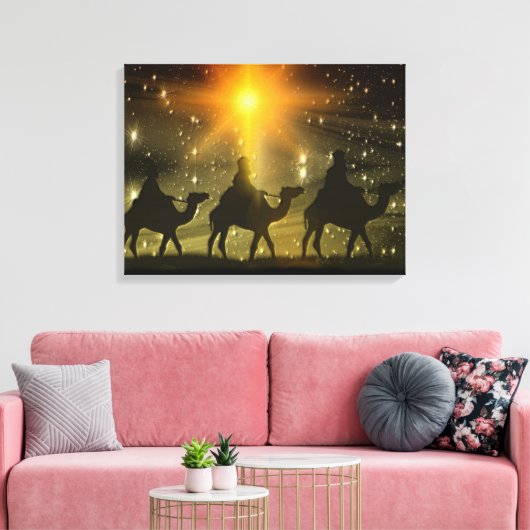 Mannen voor kerstmis Golden Star van Bethlehem Canvas Afdruk (Insitu (Woonkamer))