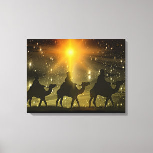 Mannen voor kerstmis Golden Star van Bethlehem Canvas Afdruk