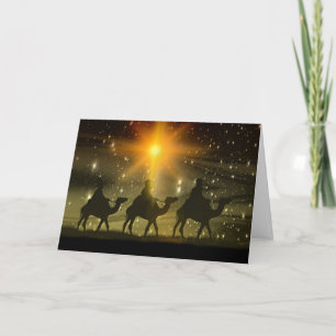 Mannen voor kerstmis Golden Star van Bethlehem Feestdagen Kaart