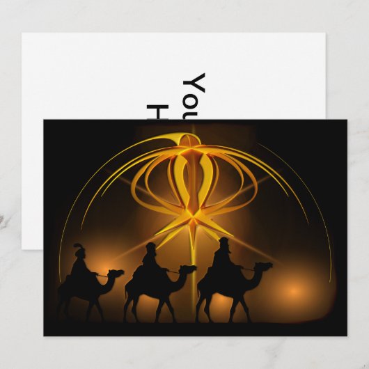 Mannen voor kerstmis Golden Star van Bethlehem Feestdagenkaart (Voorkant / Achterkant)