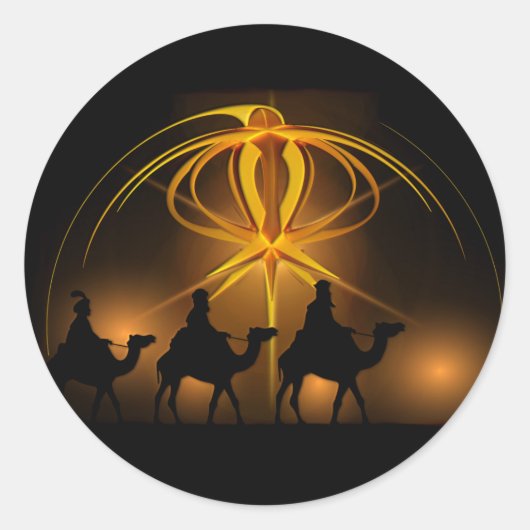 Mannen voor kerstmis Golden Star van Bethlehem Ronde Sticker (Voorkant)