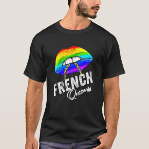 Mannen voor regenboog in de Franse koningin Lgbetq T-shirt