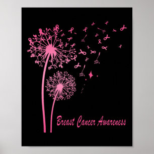 Mannen voor roze lint-andelion borstkanker poster