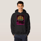 Mannen voor roze synthgolf-ontwerp hoodie (Voorkant volledig)