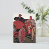  Mannen voor vervoer Antiek converteerbare auto Briefkaart (Staand voorkant)