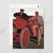  Mannen voor vervoer Antiek converteerbare auto Briefkaart (Voorkant / Achterkant)
