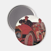  Mannen voor vervoer Antiek converteerbare auto Magneet (Voorkant / Achterkant)