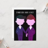 Mannen voor weddenschap Jubileum Gay Couple Romant Kaart (Voorkant / Achterkant in situ)