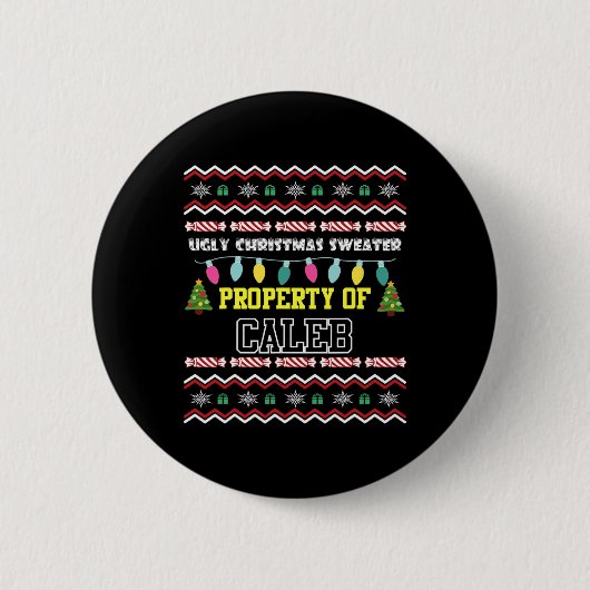 Mannen voornaam Caleb Ugly Christmas Ronde Button 5,7 Cm (Voorkant)