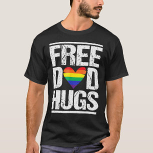 Mannen Vrij Pap Hugs Bt Pride Rainbow Heart Stepfa T-shirt