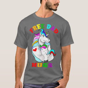 Mannen Vrij Pap Hugs LGBT Gay Pride Month Rainbow T-shirt
