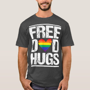 Mannen Vrij Pap Hugs LGBT Pride Rainbow Heart Step T-shirt