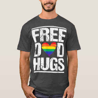 Mannen Vrij Pap Hugs LGBT Pride Rainbow Heart Step T-shirt